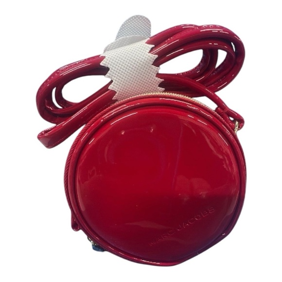 NWT MARC JACOBS Mini 4" Glossy Red Patent Leather Crossbody Adjustable Round - Picture 4 of 5